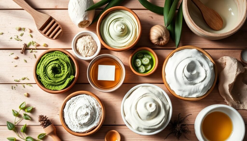 Glinka i składniki maseczki